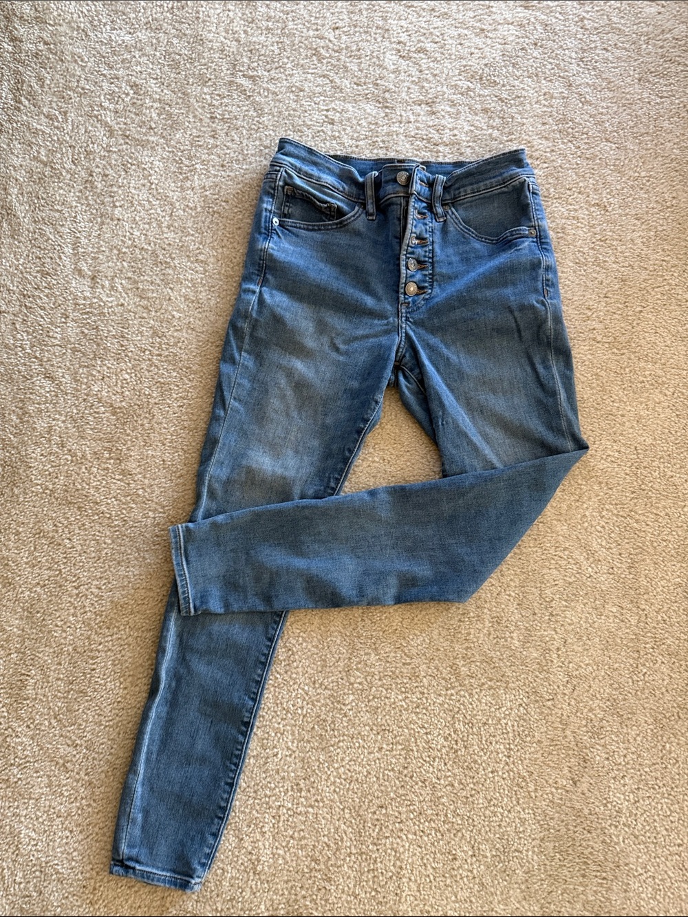 High-Rise Blue Women's Button-Fly Jeans